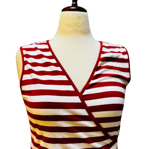 I.N.C. Red & White Striped Wrap Sleeveless Top w/ Side Bow | Size M - Picture 6 of 10